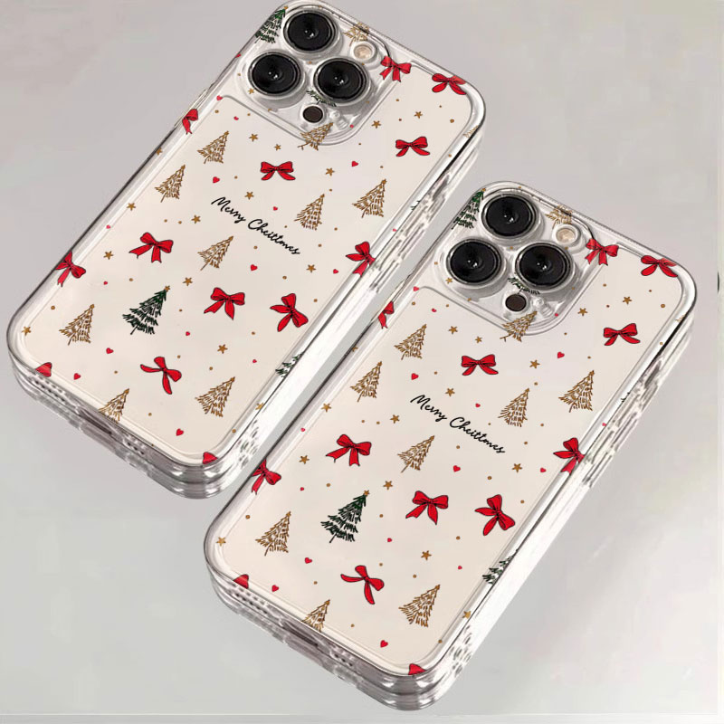 Clear Shockproof Bumper Case - Rode strik, transparant, schokbestendig telefoonhoesje voor
